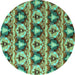 Round Oriental Turquoise Modern Rug, abs4144turq