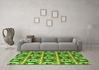 Machine Washable Oriental Green Modern Rug, wshabs4144grn