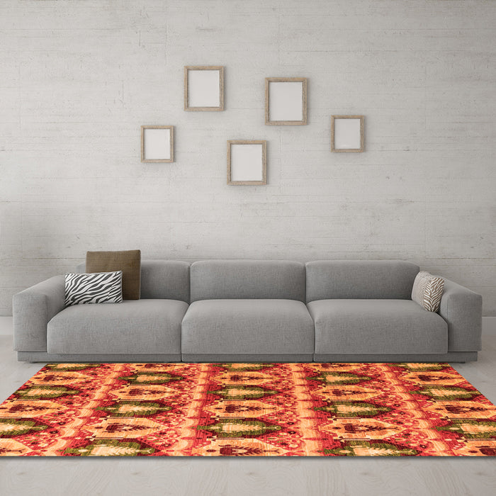 Machine Washable Oriental Orange Modern Area Rugs in a Living Room, wshabs4144org