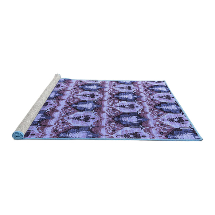 Sideview of Machine Washable Oriental Blue Modern Rug, wshabs4144blu