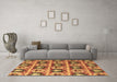 Machine Washable Oriental Brown Modern Rug in a Living Room,, wshabs4144brn