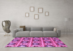 Machine Washable Oriental Purple Modern Area Rugs in a Living Room, wshabs4144pur