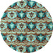 Round Oriental Light Blue Modern Rug, abs4144lblu