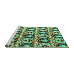 Sideview of Machine Washable Oriental Turquoise Modern Area Rugs, wshabs4144turq