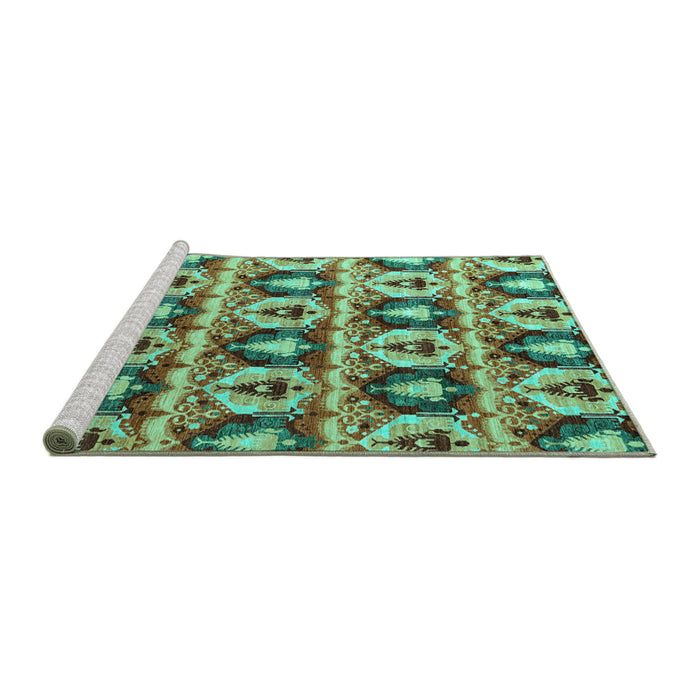 Sideview of Machine Washable Oriental Turquoise Modern Area Rugs, wshabs4144turq