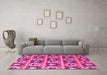 Machine Washable Oriental Pink Modern Rug in a Living Room, wshabs4144pnk