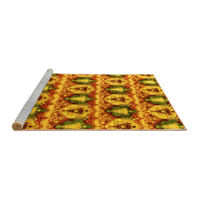 Sideview of Machine Washable Oriental Yellow Modern Rug, wshabs4144yw
