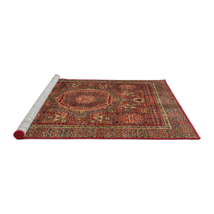 Sideview of Machine Washable Abstract Tomato Red Rug, wshabs4145