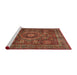 Sideview of Machine Washable Abstract Tomato Red Rug, wshabs4145