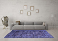 Machine Washable Oriental Blue Modern Rug, wshabs4145blu