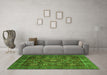 Machine Washable Oriental Green Modern Area Rugs in a Living Room,, wshabs4145grn