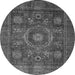 Round Machine Washable Oriental Gray Modern Rug, wshabs4145gry