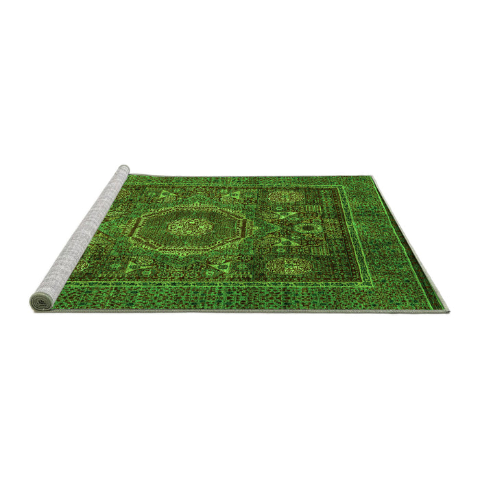 Sideview of Machine Washable Oriental Green Modern Area Rugs, wshabs4145grn