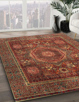 Machine Washable Abstract Tomato Red Rug in a Family Room, wshabs4145