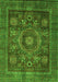 Machine Washable Oriental Green Modern Area Rugs, wshabs4145grn