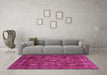 Machine Washable Oriental Pink Modern Rug in a Living Room, wshabs4145pnk