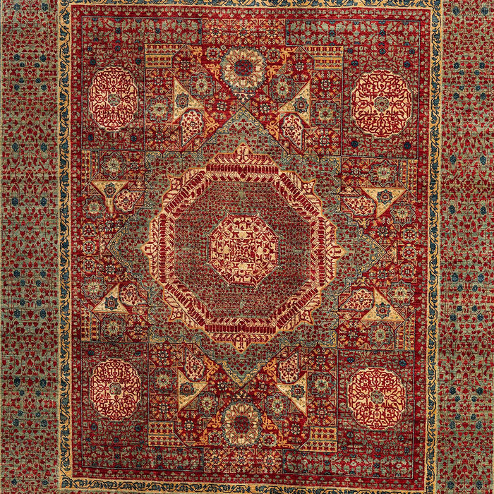 Machine Washable Abstract Tomato Red Rug, wshabs4145