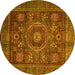 Round Oriental Yellow Modern Rug, abs4145yw