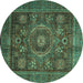 Round Oriental Turquoise Modern Rug, abs4145turq