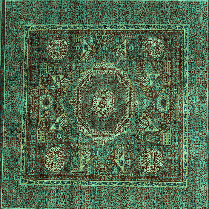 Square Oriental Turquoise Modern Rug, abs4145turq