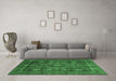 Machine Washable Oriental Emerald Green Modern Area Rugs in a Living Room,, wshabs4145emgrn