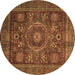 Round Machine Washable Oriental Brown Modern Rug, wshabs4145brn