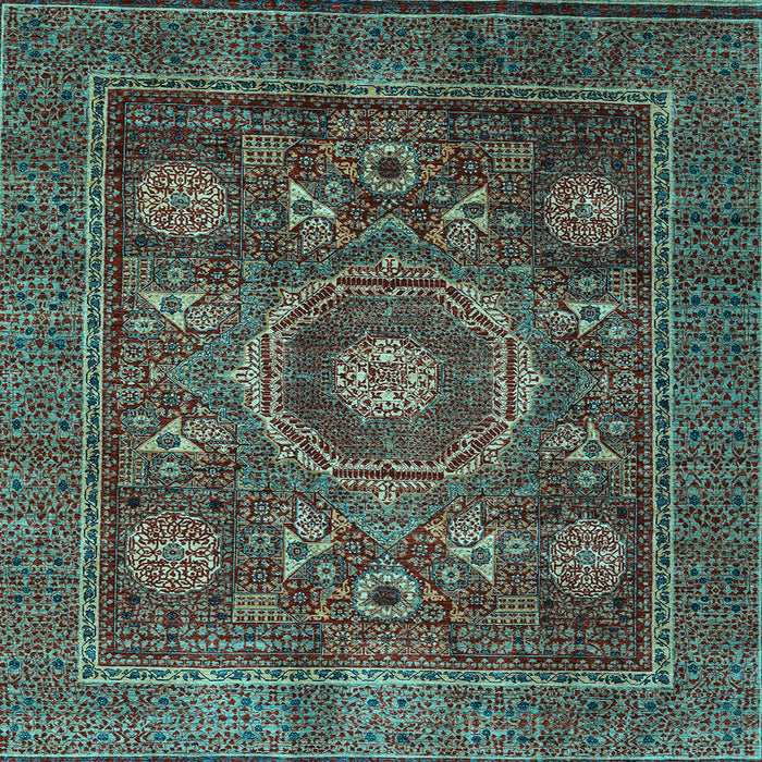 Square Machine Washable Oriental Light Blue Modern Rug, wshabs4145lblu