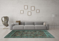 Machine Washable Oriental Light Blue Modern Rug, wshabs4145lblu