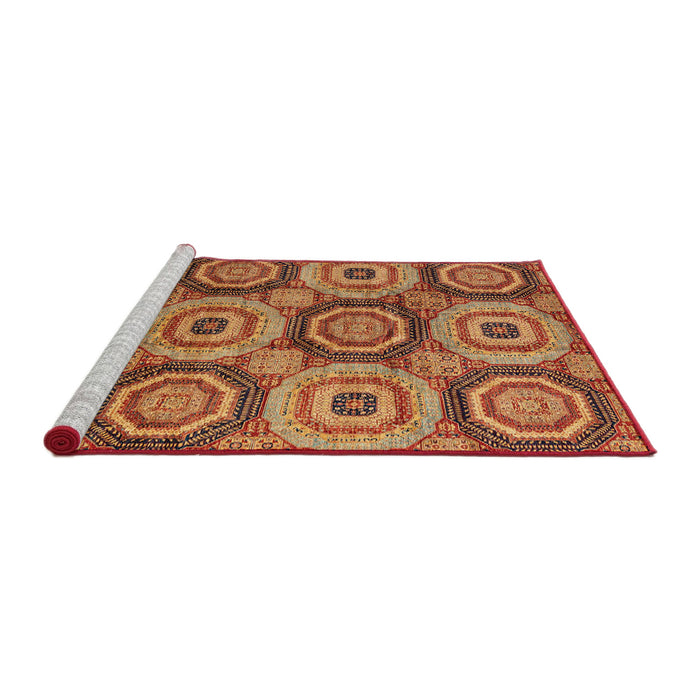 Sideview of Machine Washable Abstract Tomato Red Rug, wshabs4146