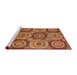 Sideview of Machine Washable Abstract Tomato Red Rug, wshabs4146