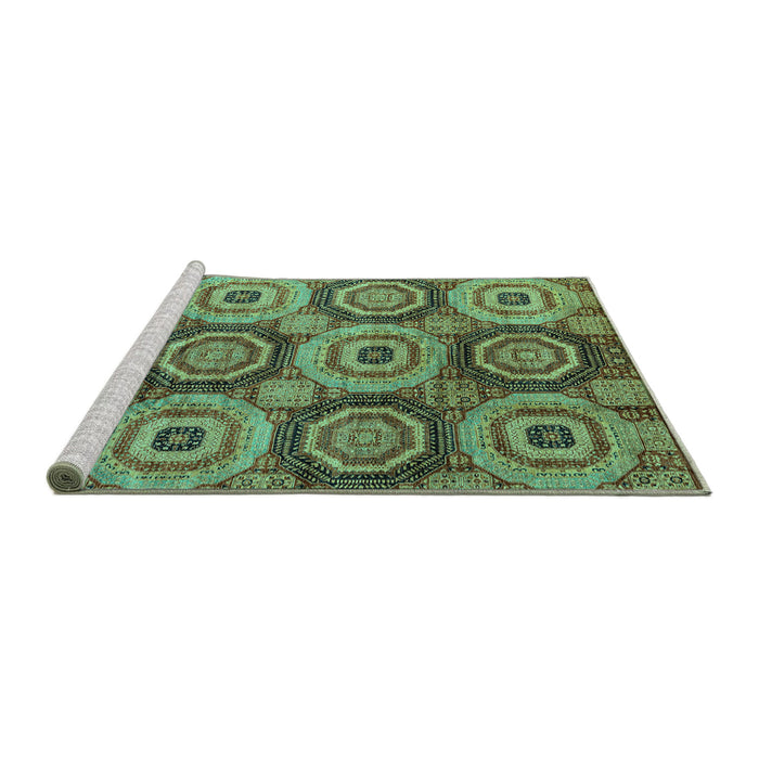 Sideview of Machine Washable Oriental Turquoise Modern Area Rugs, wshabs4146turq