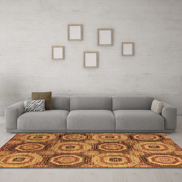 Machine Washable Oriental Brown Modern Rug in a Living Room,, wshabs4146brn