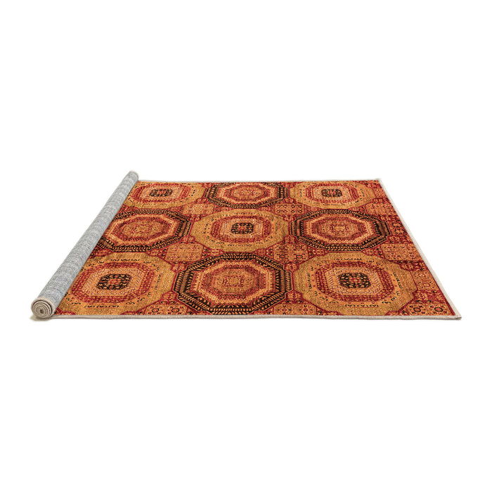 Sideview of Machine Washable Oriental Orange Modern Area Rugs, wshabs4146org
