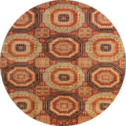 Round Abstract Red Oriental Rug, abs4146