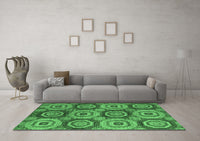 Machine Washable Oriental Emerald Green Modern Rug, wshabs4146emgrn