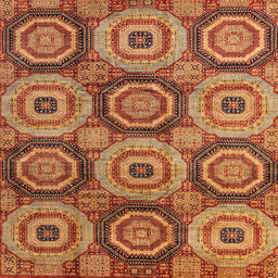 Square Abstract Red Oriental Rug, abs4146