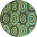 Round Oriental Turquoise Modern Rug, abs4146turq