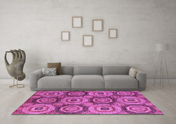 Machine Washable Oriental Purple Modern Area Rugs in a Living Room, wshabs4146pur