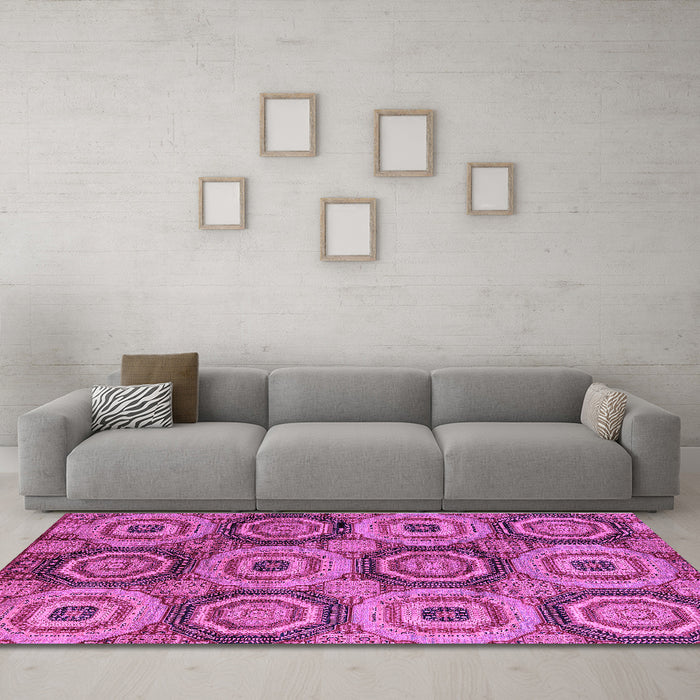 Machine Washable Oriental Purple Modern Area Rugs in a Living Room, wshabs4146pur