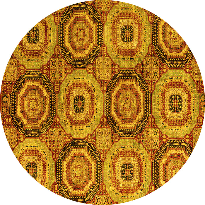 Round Oriental Yellow Modern Rug, abs4146yw