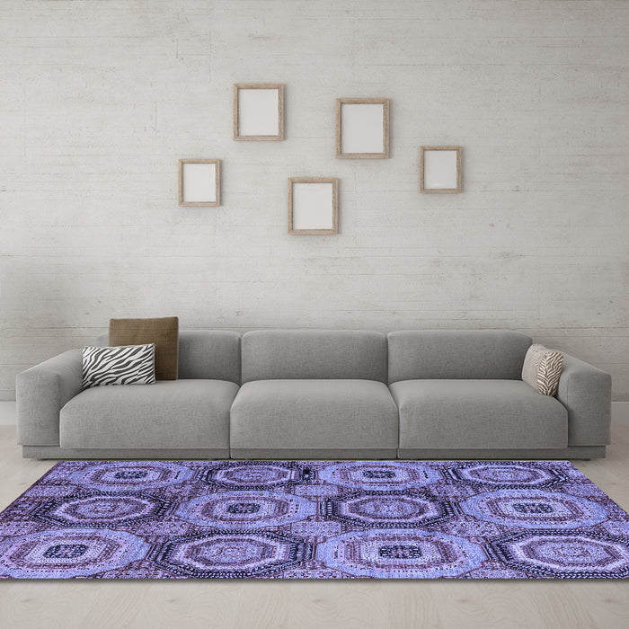 Machine Washable Oriental Blue Modern Rug in a Living Room, wshabs4146blu