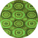 Round Oriental Green Modern Rug, abs4146grn