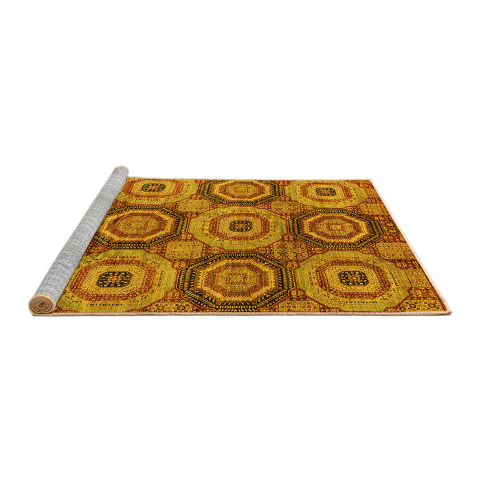 Sideview of Machine Washable Oriental Yellow Modern Rug, wshabs4146yw