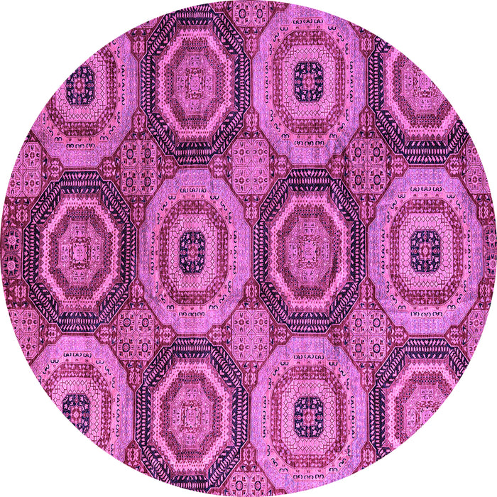 Round Machine Washable Oriental Purple Modern Area Rugs, wshabs4146pur