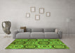 Machine Washable Oriental Green Modern Area Rugs in a Living Room,, wshabs4146grn