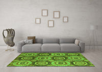 Machine Washable Oriental Green Modern Rug, wshabs4146grn