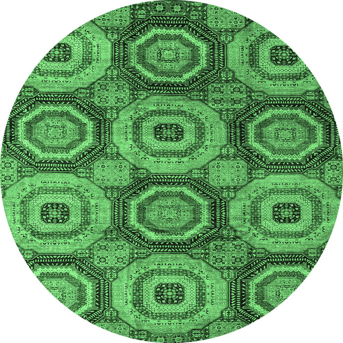 Round Oriental Emerald Green Modern Rug, abs4146emgrn