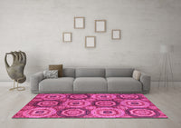 Machine Washable Oriental Pink Modern Rug, wshabs4146pnk