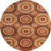 Round Machine Washable Abstract Tomato Red Rug, wshabs4146