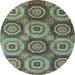 Round Oriental Light Blue Modern Rug, abs4146lblu